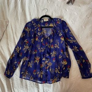 Sezane silk ruffled blouse size 4